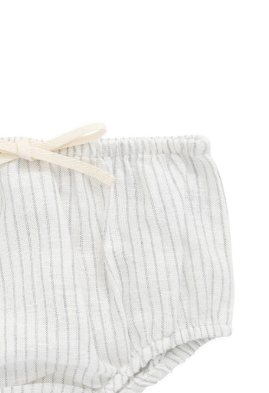 Organic Cotton Gabriel Bloomer - Mini Pinstripe Parchment/Dawn