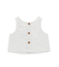 Organic Cotton Winslow Top - Mini Pinstripe Parchment / Dawn