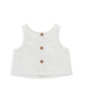 Organic Cotton Winslow Top - Mini Pinstripe Parchment / Dawn
