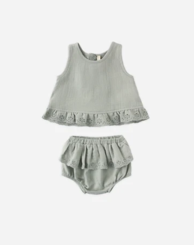 Ruffled Tulip Top + Bloomer Set Sage
