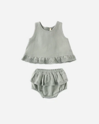 Ruffled Tulip Top + Bloomer Set Sage