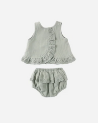 Ruffled Tulip Top + Bloomer Set Sage