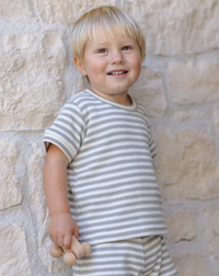 Waffle Shortie Set Sage Stripe