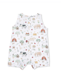 Cute Farm Animals Uni Sleeveless Shortie Romper