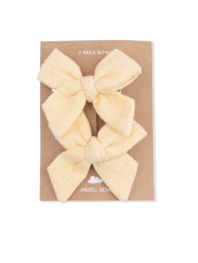 Solid Muslin Italian Straw  2 Pack Bow Clips
