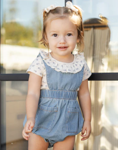 Denim Romper Washed Blue