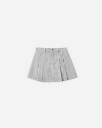 Pleated Denim Skirt Railroad Stripe