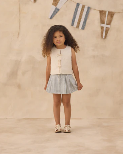 Pleated Denim Skirt Railroad Stripe