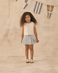 Pleated Denim Skirt Railroad Stripe