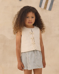 Pleated Denim Skirt Railroad Stripe