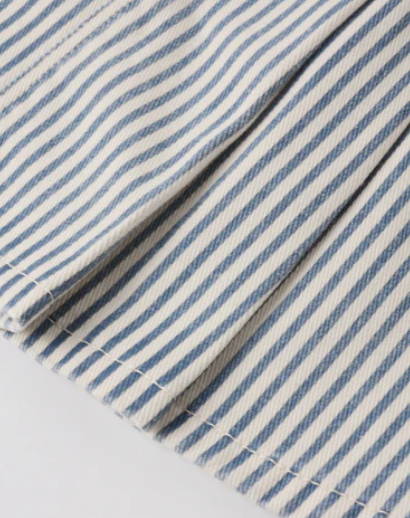 Pleated Denim Skirt Railroad Stripe