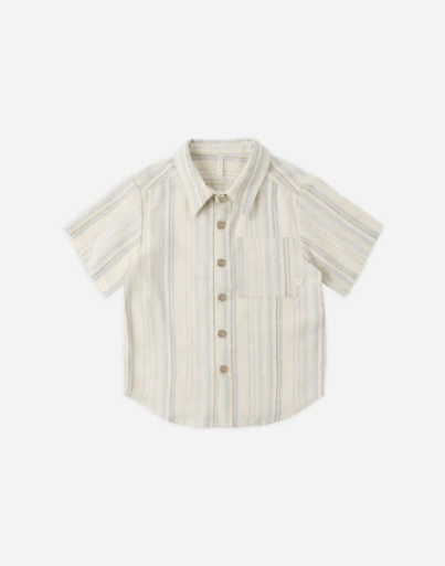 Collared Short Sleeve Shirt Sea Stripe