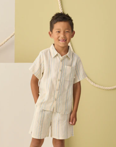 Collared Short Sleeve Shirt Sea Stripe