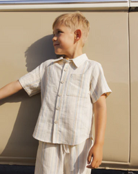 Collared Short Sleeve Shirt Sea Stripe