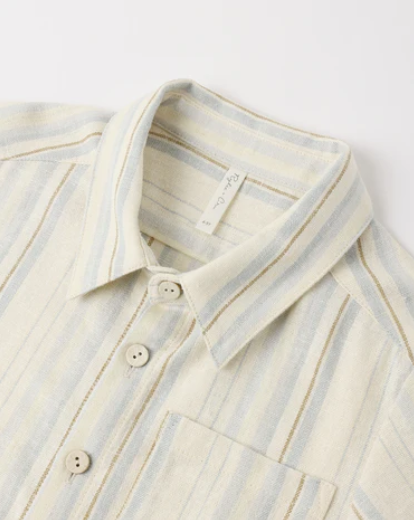 Collared Short Sleeve Shirt Sea Stripe