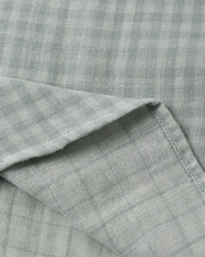 Collared Short Sleeve Shirt Green Gingham