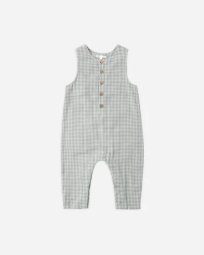 Button Jumpsuit Green Gingham