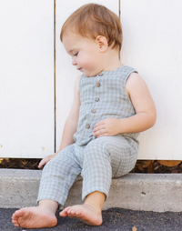 Button Jumpsuit Green Gingham