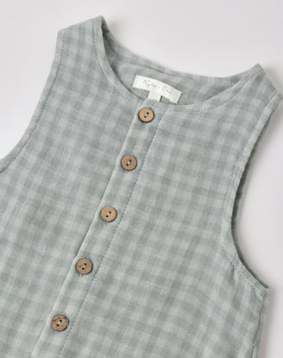 Button Jumpsuit Green Gingham