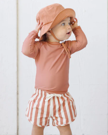 Boys Swim Short Retro Poppy Stripe