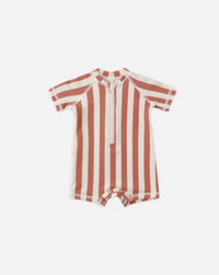 Zip Rashguard One-Piece Retro Poppy Stripe