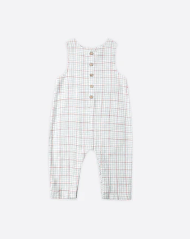 Button Jumpsuit Light Blue Plaid