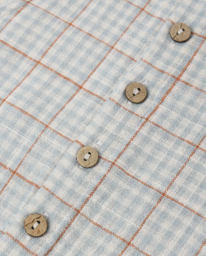 Button Jumpsuit Light Blue Plaid