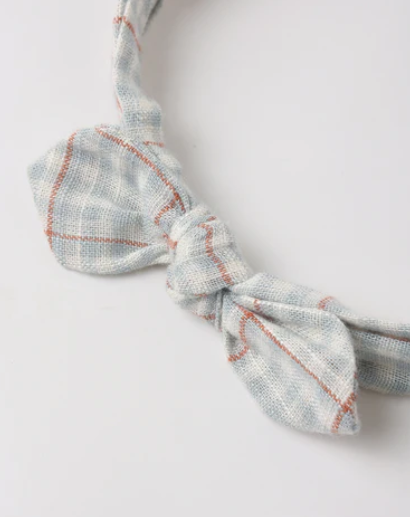Baby Bow Headband Light Blue Plaid