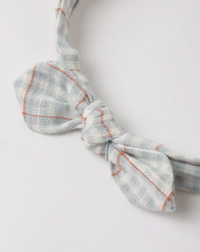 Baby Bow Headband Light Blue Plaid