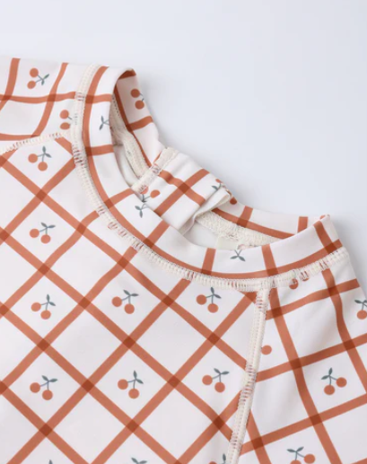 Delphine Rashguard One-Piece Cherry Check