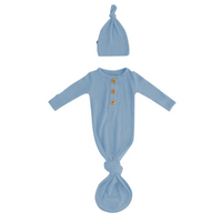 Ribbed Knotted Gown with Hat Set in Slate