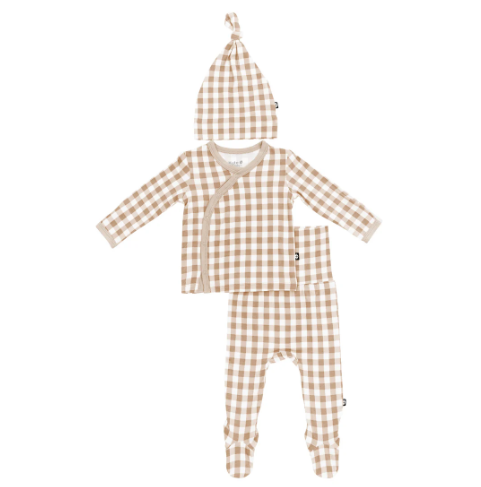 Take Me Home Set with Cap in Gingham Bisque - Newborn