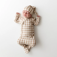Take Me Home Set with Cap in Gingham Bisque - Newborn