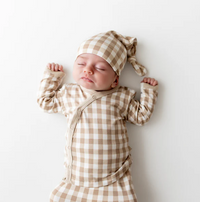 Take Me Home Set with Cap in Gingham Bisque - Newborn