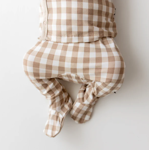 Take Me Home Set with Cap in Gingham Bisque - Newborn