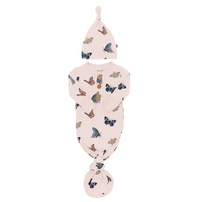 Knotted Gown with Hat Set in Blush Butterfly - Newborn