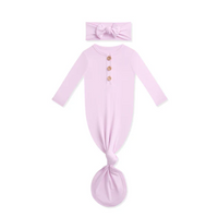 Knotted Gown with Bow Set in Thistle - 0-3 Months