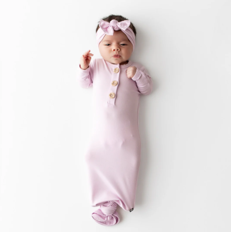 Knotted Gown with Bow Set in Thistle - 0-3 Months