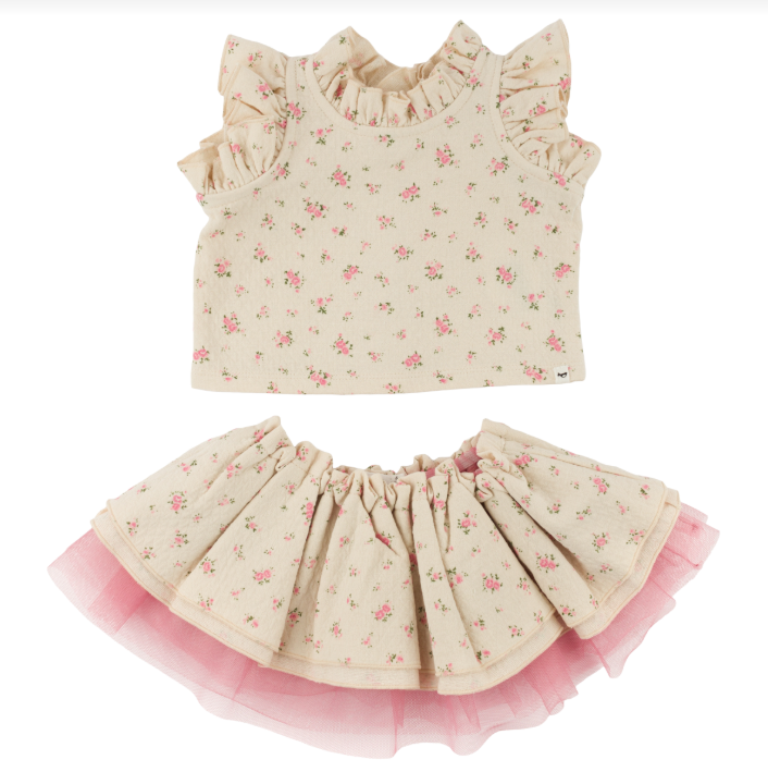 oh baby! Lola Top & Tutu Skirt Set - Rose Bouquet - Rose