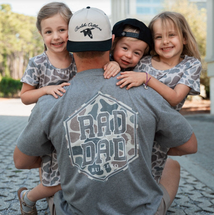 Burlebo Short Sleeve Mens Tee - Rad Dad Deer Camo - Dark Heather Grey