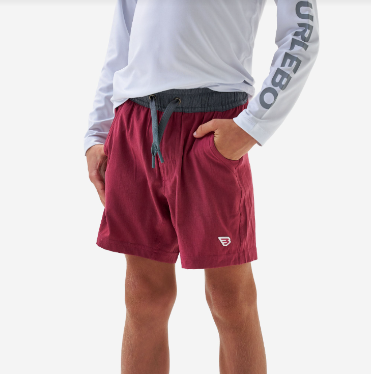 Burlebo Youth Athletic Short in Cardinal - Topo Desert Camo Liner