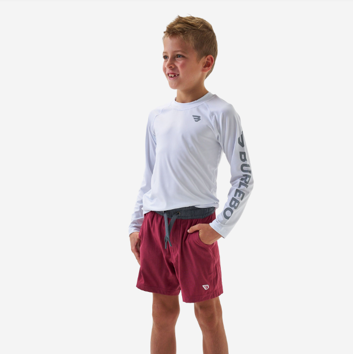 Burlebo Youth Athletic Short in Cardinal - Topo Desert Camo Liner