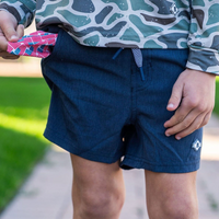 Burlebo Youth Athletic Short Heather Navy American Flag Liner