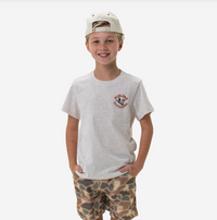 Burlebo Youth Short Sleeve Tee Old School Duck Hunt Heather Oatmeal
