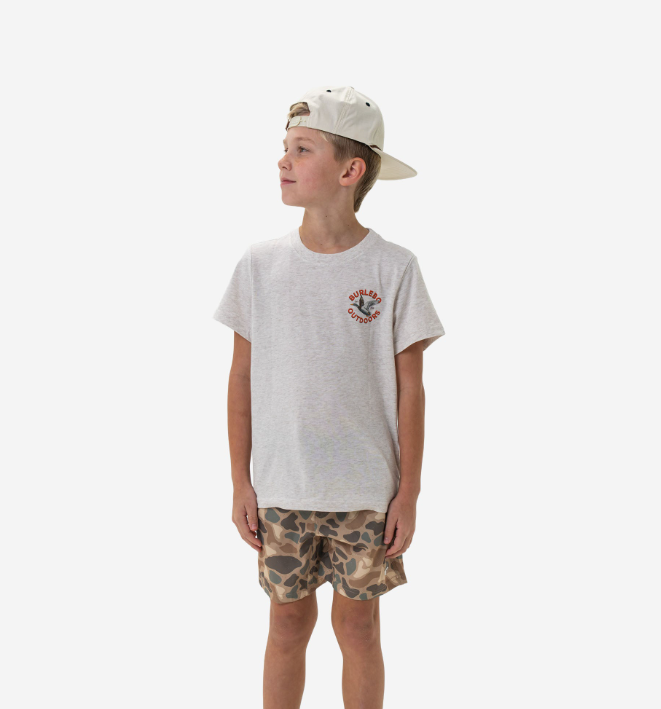 Burlebo Youth Short Sleeve Tee Old School Duck Hunt Heather Oatmeal