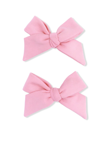Solid Rose Elegance  2 Pack Bow Clips