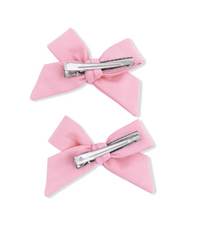 Solid Rose Elegance  2 Pack Bow Clips