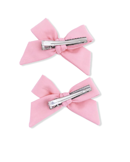 Solid Rose Elegance  2 Pack Bow Clips