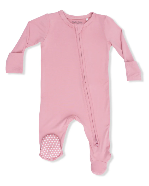Solid Rose Elegance  2 Way Zipper Footie