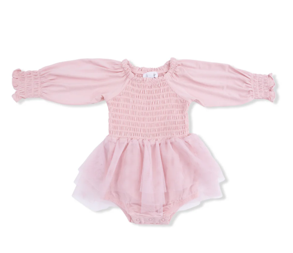 Long Sleeve Smocked Bubble with Tutu
